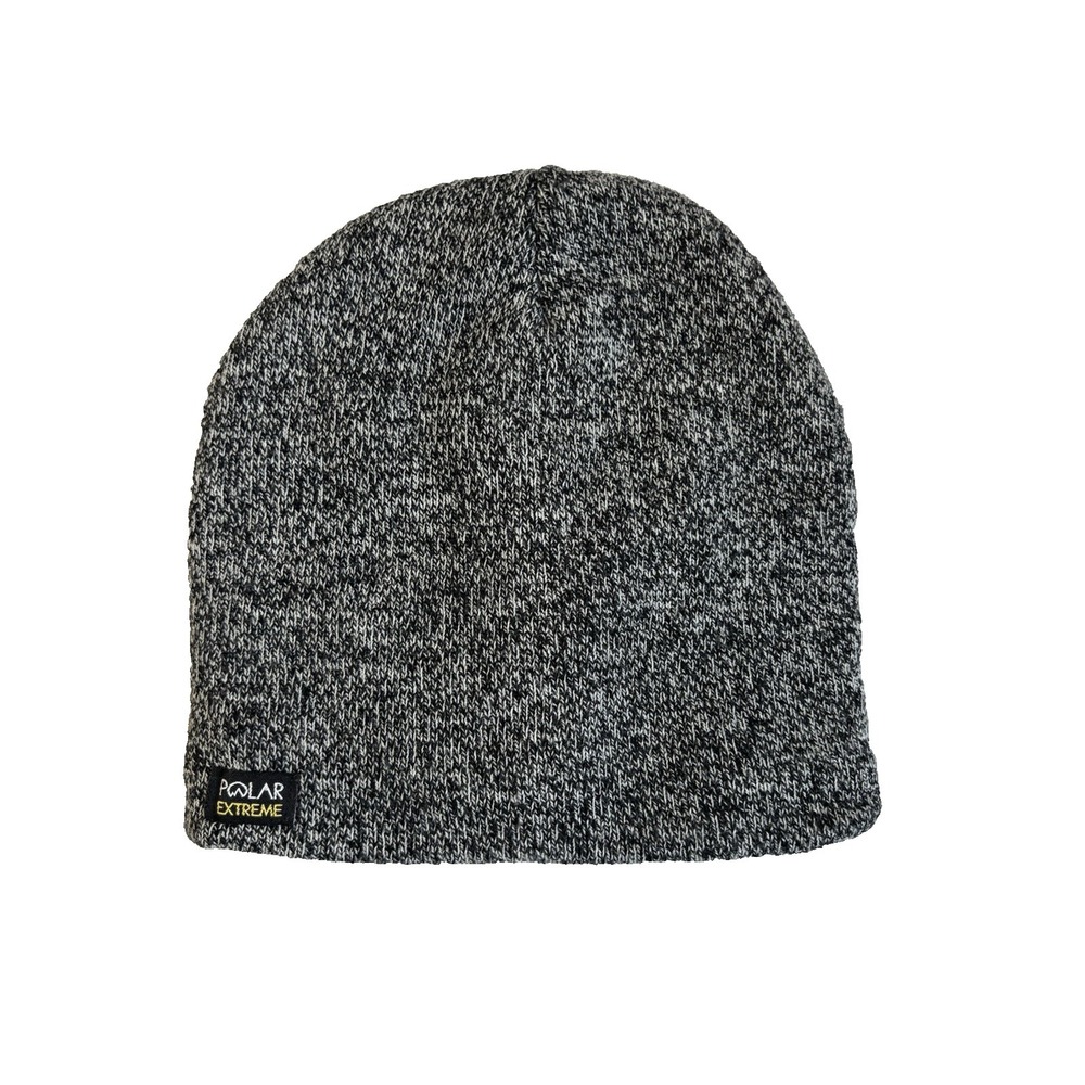 Polar Extreme Faux Fur Insulated Thermal Heathered Black White Winter Hat Beanie
